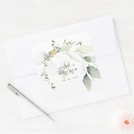 Modern grön och guld Eukalyptus dekal Fyrkantigt Klistermärke
