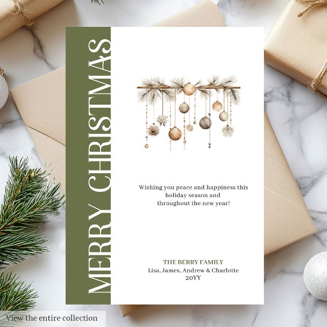 Modern grön och guld julhälsningskort julkort (Modern green and gold Christmas greeting card

)