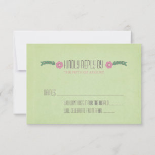 Modern grön och rosa blomsterbröllop RSVP-kort OSA Kort