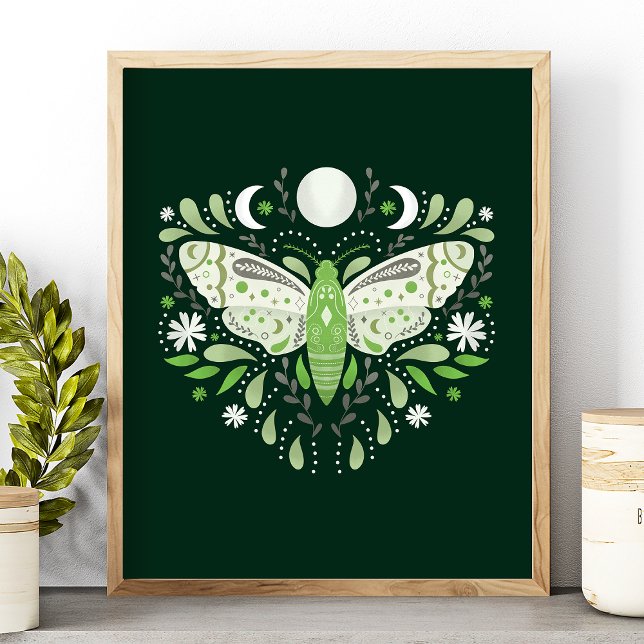Modern grön och vit abstrakt fjärilsillustration poster (Skapare uppladdad)