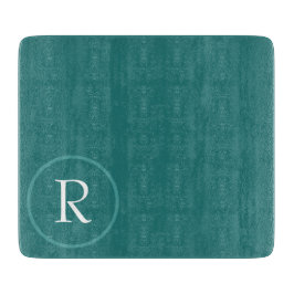 modern grön och vit monogram skärbräda