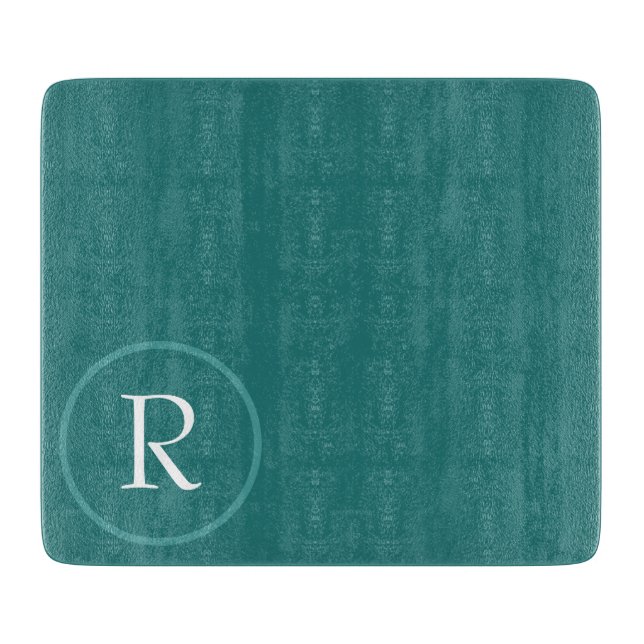 modern grön och vit monogram skärbräda (Framsidan)