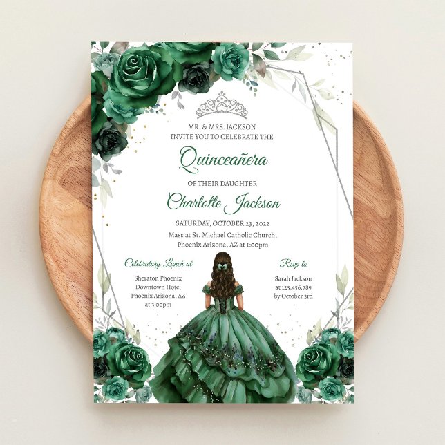 Modern Grön Quinceanera Inbjudan (Skapare uppladdad)