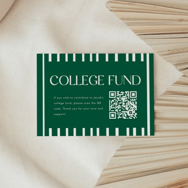 Modern Grön Randig College Fund QR-kod Tilläggskort (Skapare uppladdad)