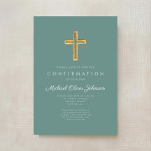Modern Grön Religiös Kors Pojke Konfirmation