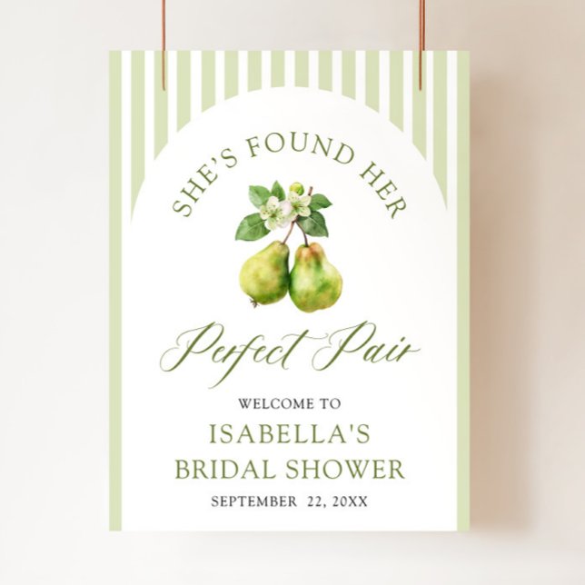 Modern grön rutig bröllopsdusch för det perfekta p poster (Modern Green Gingham Perfect Pair Bridal Shower Welcome Sign )