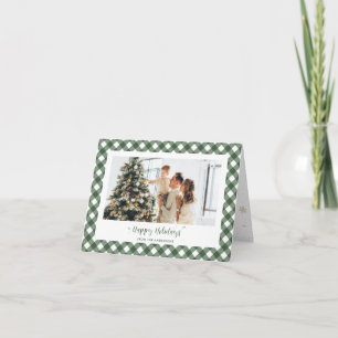 Modern grön rutig kalligrafi foto helgkort