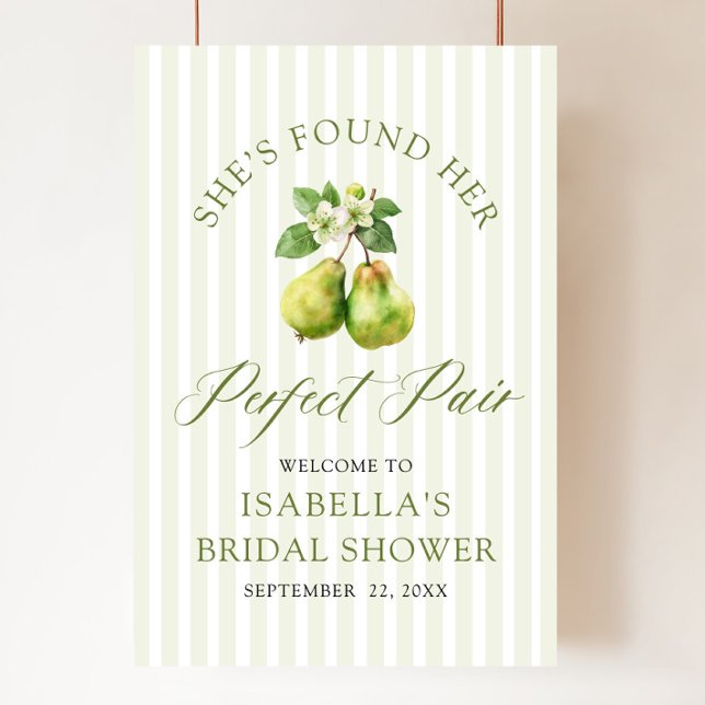 Modern grön rutig perfekt parad bröllopsdusch poster (Modern Green Gingham Perfect Pair Bridal Shower Welcome Sign)