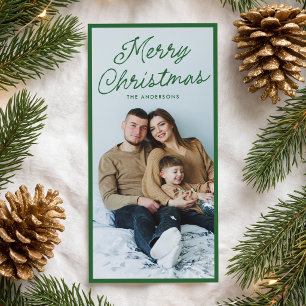Modern grön skript God Jul Hög Foto Julkort