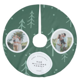 Modern Grön Träd Familjefoto Jul  Julgransmatta Borstad Polyester
