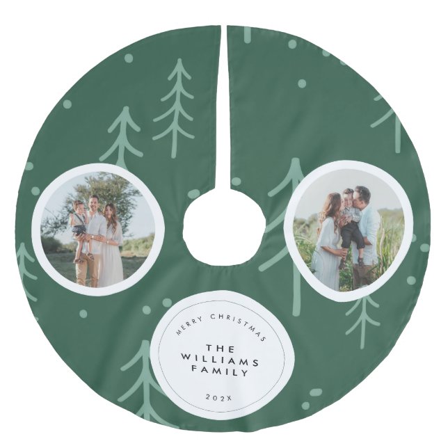 Modern Grön Träd Familjefoto Jul  Julgransmatta Borstad Polyester (Framsidan)