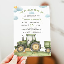 Modern Grön Traktor 1-års Födelsedagsfest