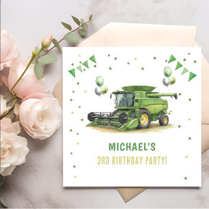 Modern Grön Traktor 3-årsdag Pappersservett