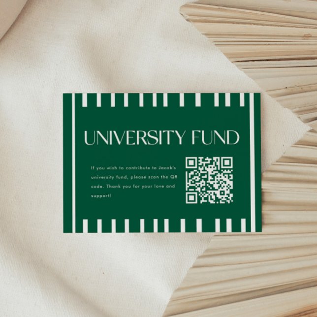 Modern Grön Universitetsfond QR-kod Examen Tilläggskort (Skapare uppladdad)