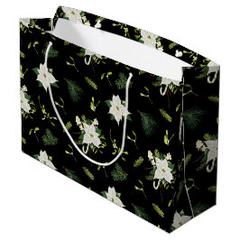 Modern grön vit blommig svart presentpåsdesign