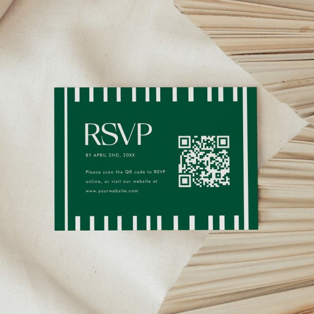 Modern grönrandig examensfest QR-kod OSA Kort (Skapare uppladdad)