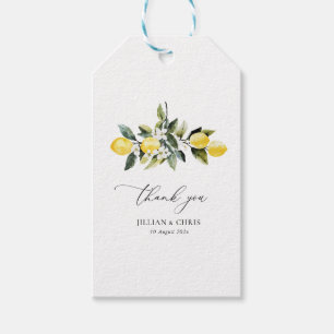 Modern Grönska Citron Blommig Bröllop Tack Presentetikett