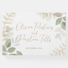 Modern Grönska med Guldbröllop Gästböcker