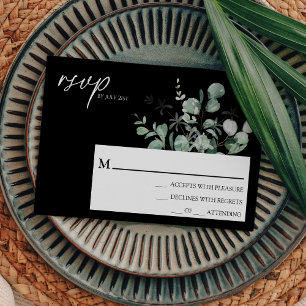 Modern Grönska Svart Bröllop Enkelt RSVP-Kort OSA Kort