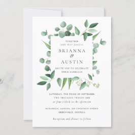 Modern Grönskande Ram Eukalyptus Botaniska blad Inbjudningar