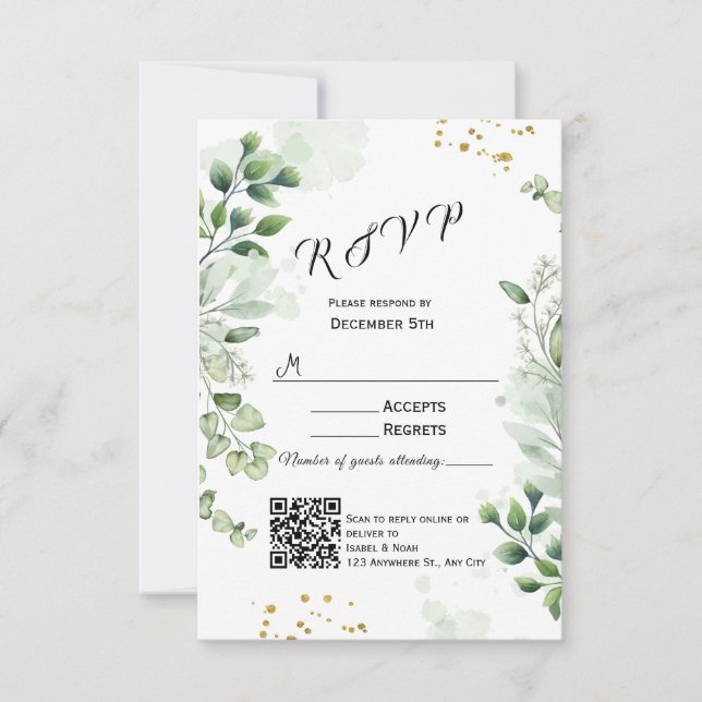 Modern Grönskande RSVP-kort Inbjudan (Framsida)