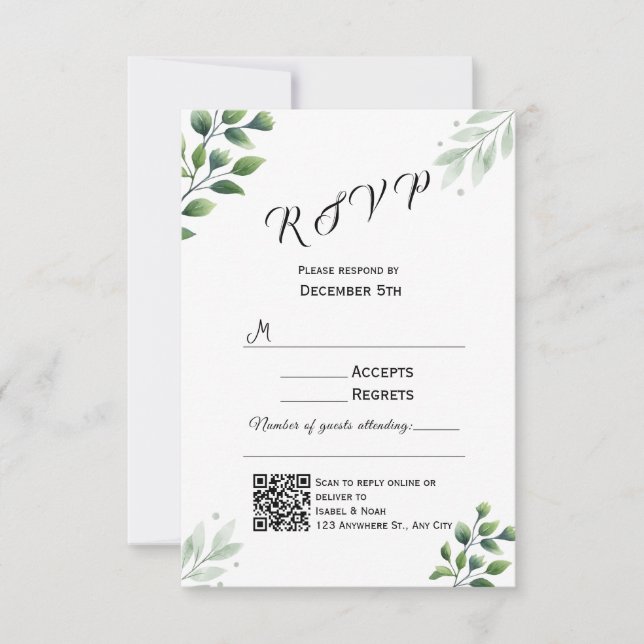 Modern Grönskande RSVP-kort Inbjudan (Framsida)