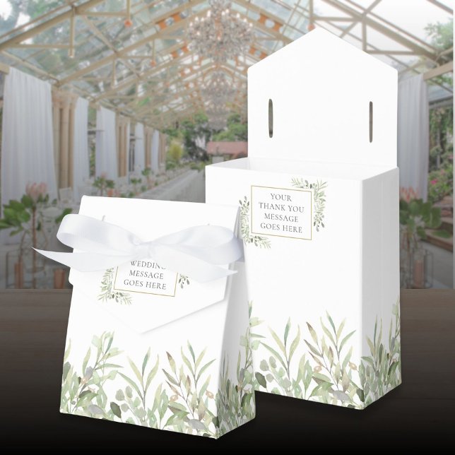Modern grönskande växtlighet bröllopspresentlåda presentaskar (Modern Greenery Foliage Wedding Favor Box)