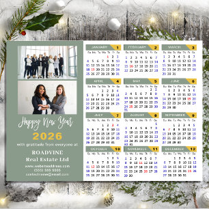 Modern Grönt 2025-kalender - minimalt affärsvärde Julkort