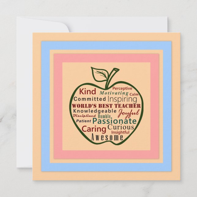 Modern Grönt Apple World's Best Teacher Card (Framsida)