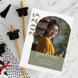 Modern Grönt Arch Photo Studentfest Inbjudningar