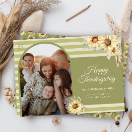 Modern Grönt Arch Sunwers Happy thanksgiving Julkort