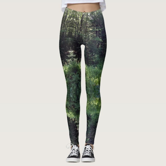 Modern grönt av skogar träd Kvinnlig lagstiftning Leggings (Framsida)