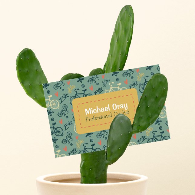 Modern Grönt Bicycles Mönster Professionell Cyclis Visitkort (Skapare uppladdad)