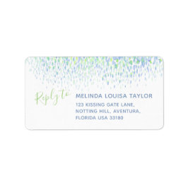 Modern grönt blå vattenfärgsdabs adress adressetikett