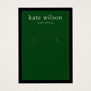 Modern Grönt Black Gräns Earring Visning Card Visitkort