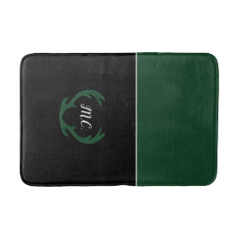 Modern Grönt Black Hjort Antlers Monogram Badrumsmatta