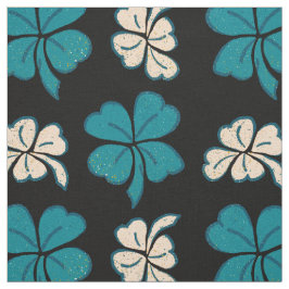 Modern Grönt Black Klöver Shamrock Teckning Mönste Tyg