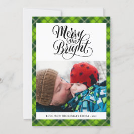 Modern Grönt Black Tartan Play Roligt Script Enkel Julkort