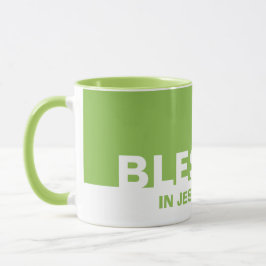 Modern Grönt BLESSED i Jesus Namn Mugg