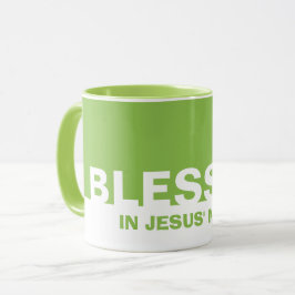 Modern Grönt BLESSED i Jesus Namn Mugg