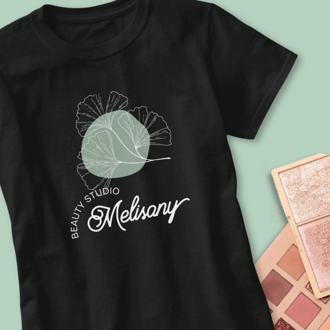 Modern Grönt Blommigt Line  av minimalistisk Elega T Shirt (Skapare uppladdad)