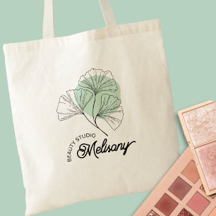 Modern Grönt Blommigt Line  av minimalistisk Elega Tygkasse