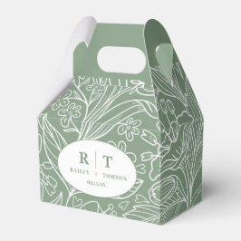 Modern Grönt Blommigt Monogram Tack Bröllop Presentaskar