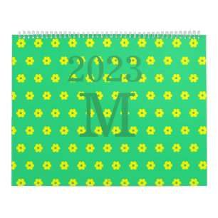 Modern grönt blommor daisy mönster kalender