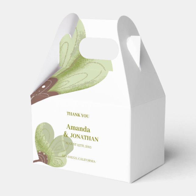 Modern Grönt Boho Calligraphy Bröllop Tack Presentaskar (Framsidan Sidan)