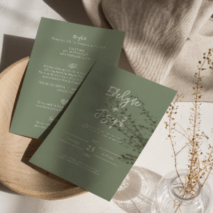 Modern Grönt Boho-Chic - allt på en Bröllop Inbjudningar