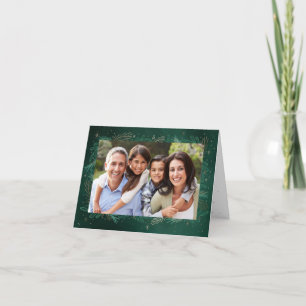 Modern Grönt Botanical Keepsaké Photo Chistmas Helgkort