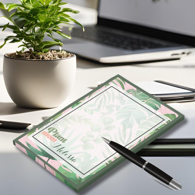 Modern Grönt Botanical Löv Plant Mamma Post-it Block (Skapare uppladdad)