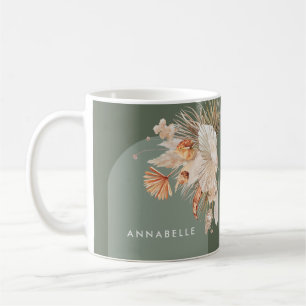 Modern grönt botaniskt pampasgräs från handflatan kaffemugg