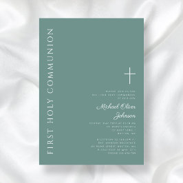 Modern Grönt Boy Kor First Heliga Communion Inbjudningar